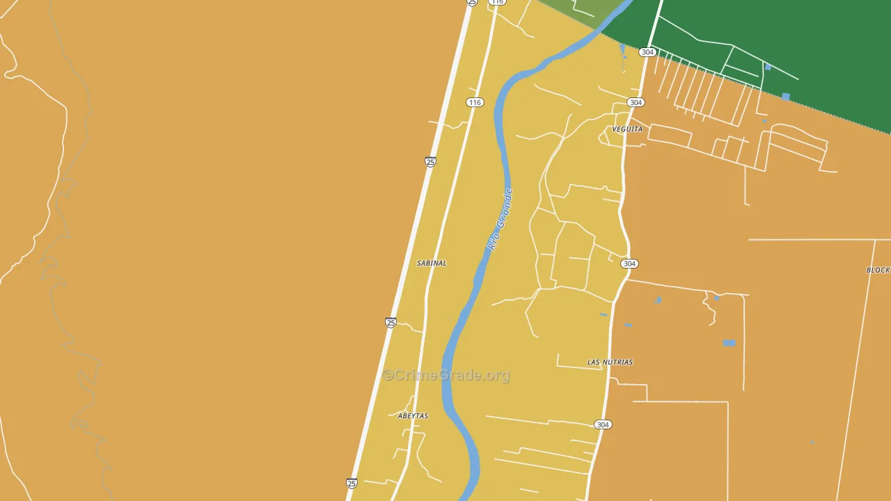 Sabinal, NM Map of Theft Rates