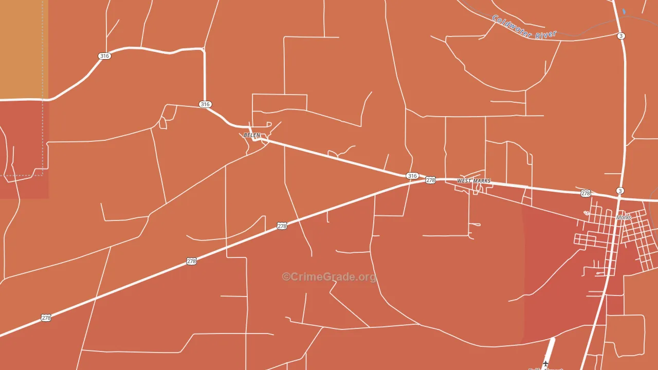 Sabino, MS Map of Theft Rates