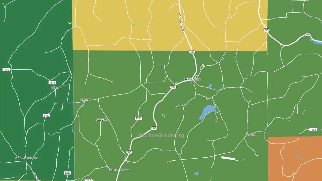 Sabinsville, PA Map of Theft Rates