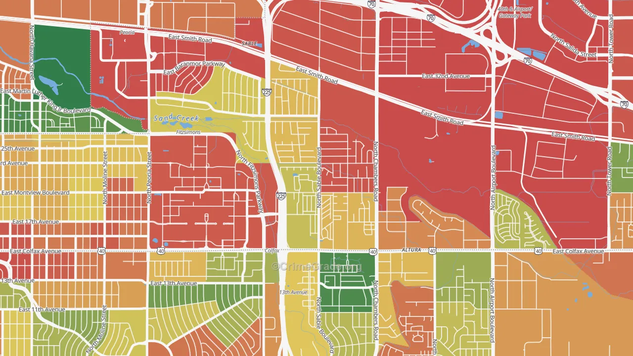 Sable Altura Chambers, Aurora, CO Map of Theft Rates