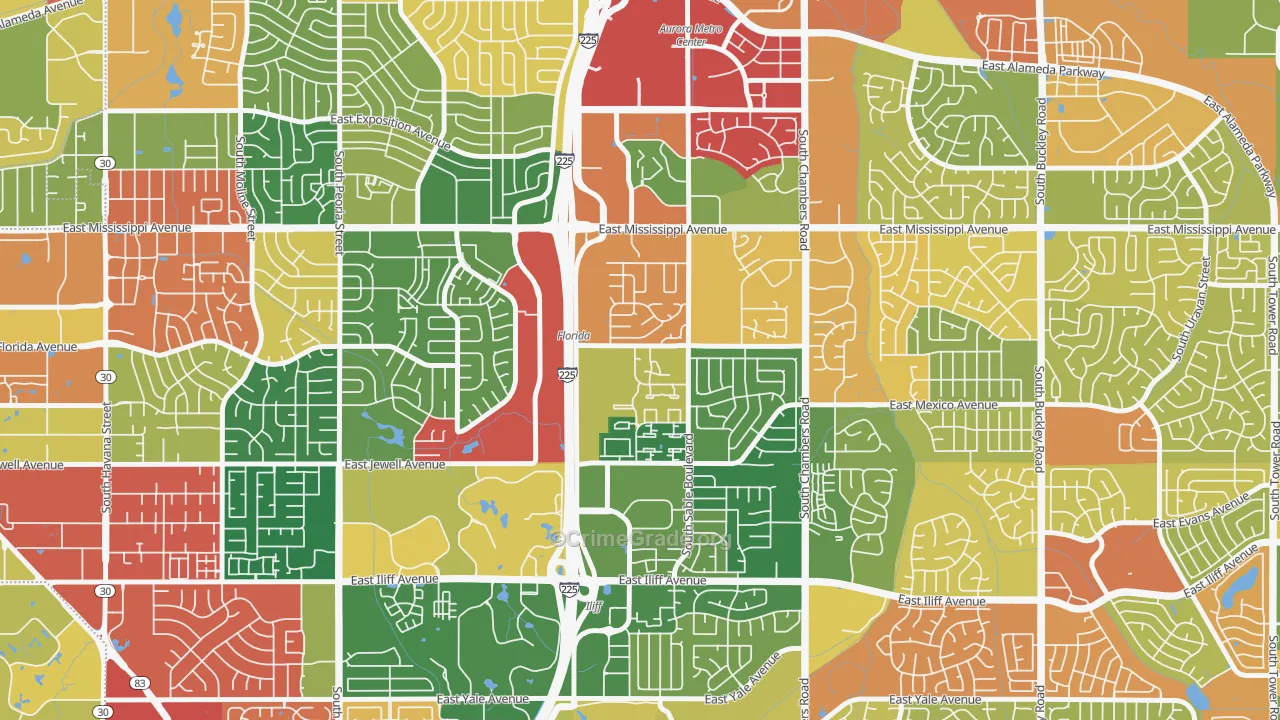 Sableridge, Aurora, CO Map of Theft Rates