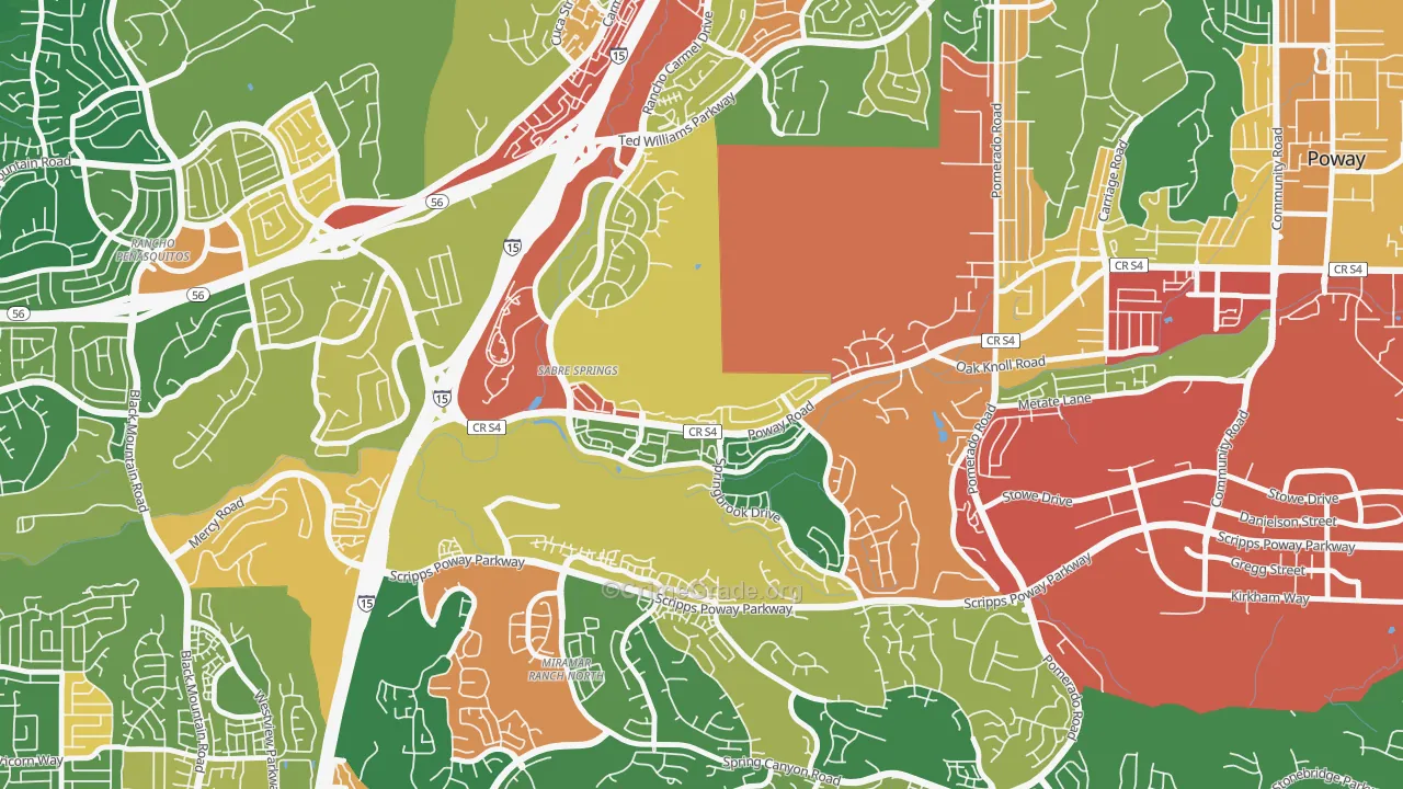 Sabre Springs, San Diego, CA Map of Theft Rates