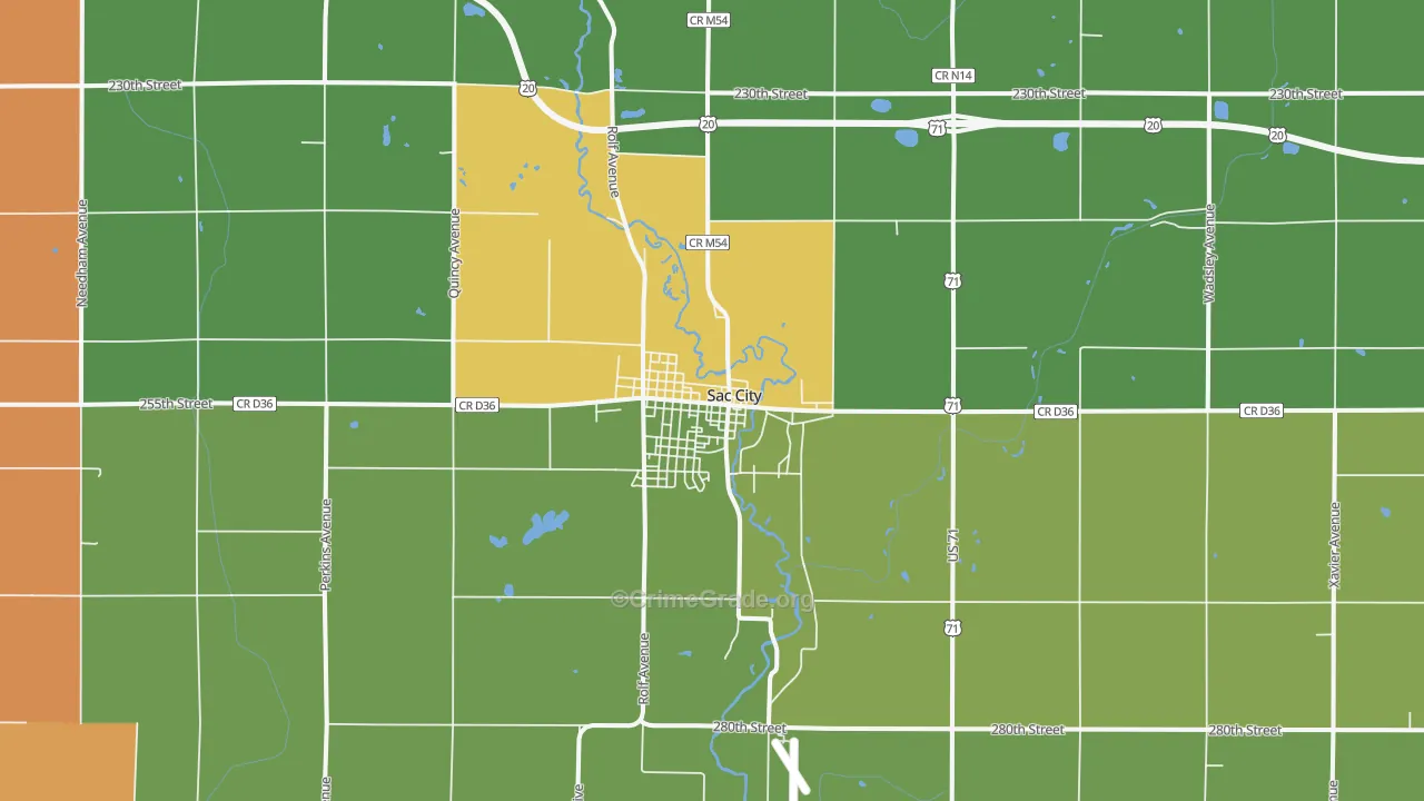 Sac City, IA Map of Theft Rates
