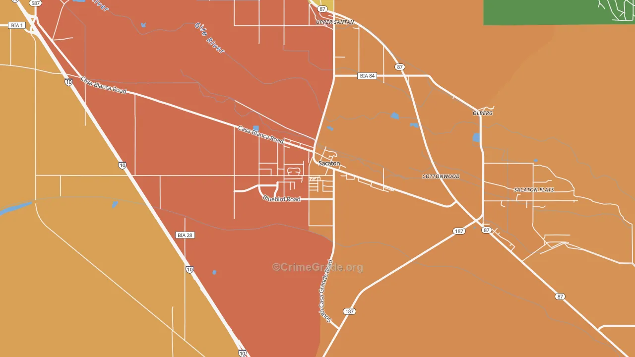 Sacaton, AZ Map of Theft Rates