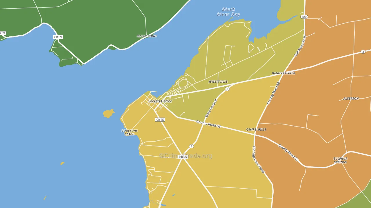 Sackets Harbor, NY Map of Theft Rates