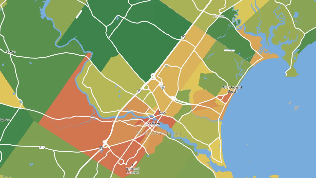 Saco, ME Map of Theft Rates
