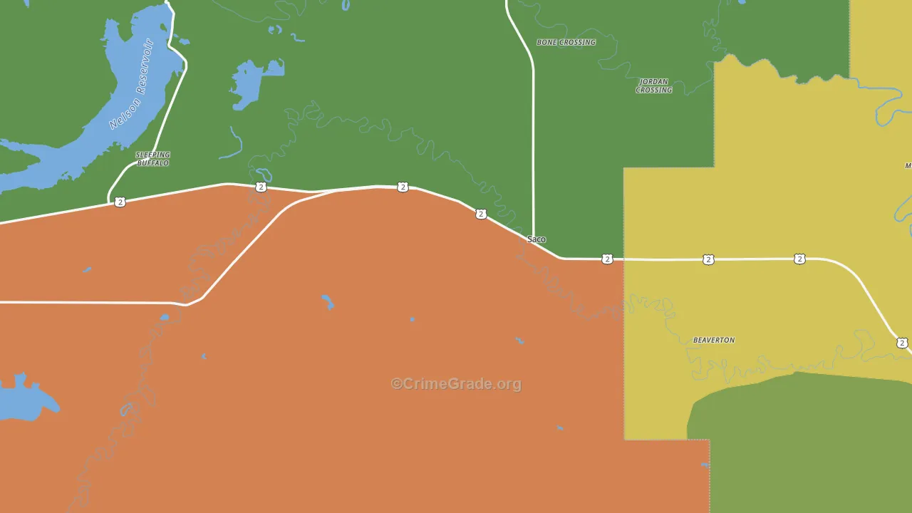 Saco, MT Map of Theft Rates
