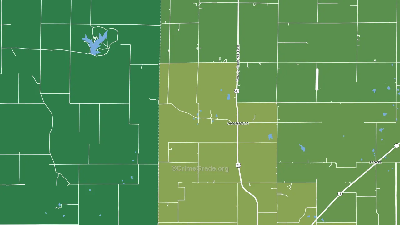 Sacramento, IL Map of Theft Rates