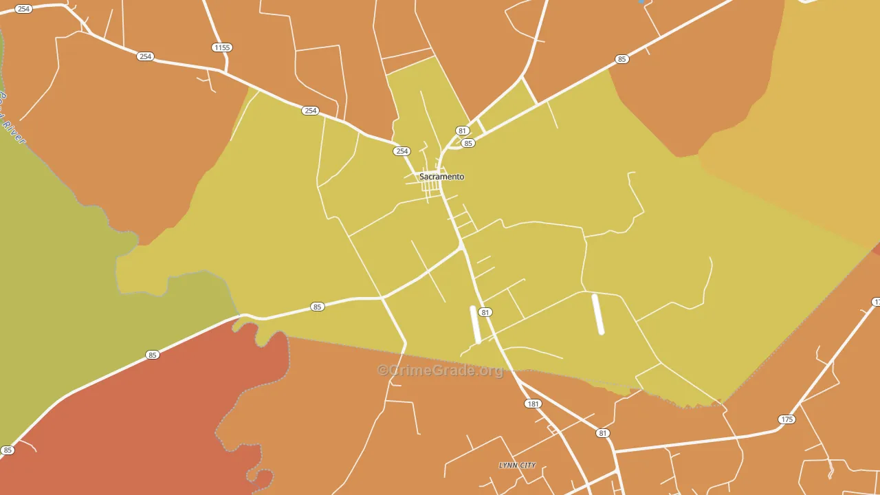 Sacramento, KY Map of Theft Rates