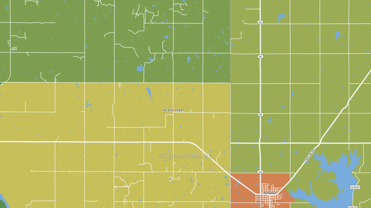 Sacred Heart, OK Map of Theft Rates