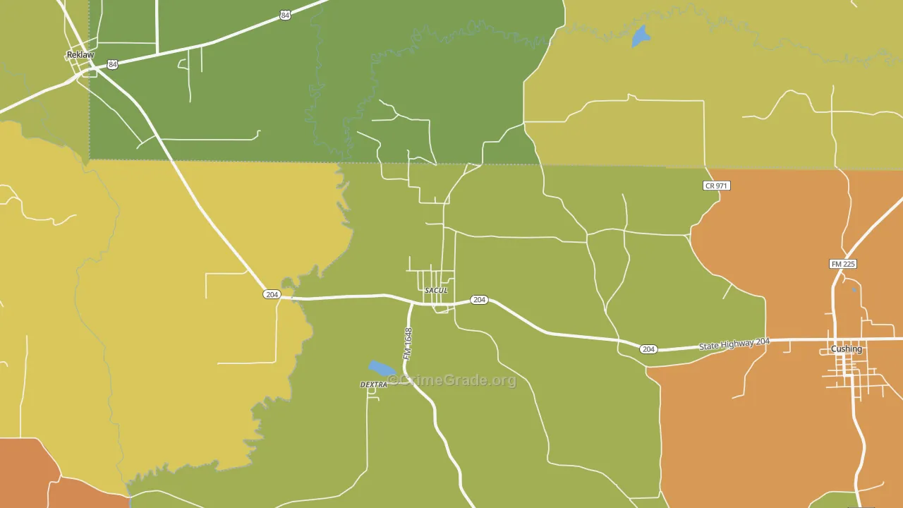 Sacul, TX Map of Theft Rates