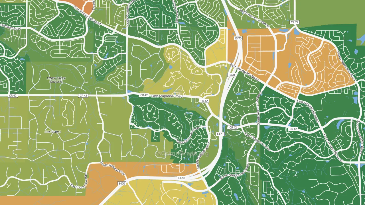 Saddle Rock Golf Club, Aurora, CO Map of Theft Rates
