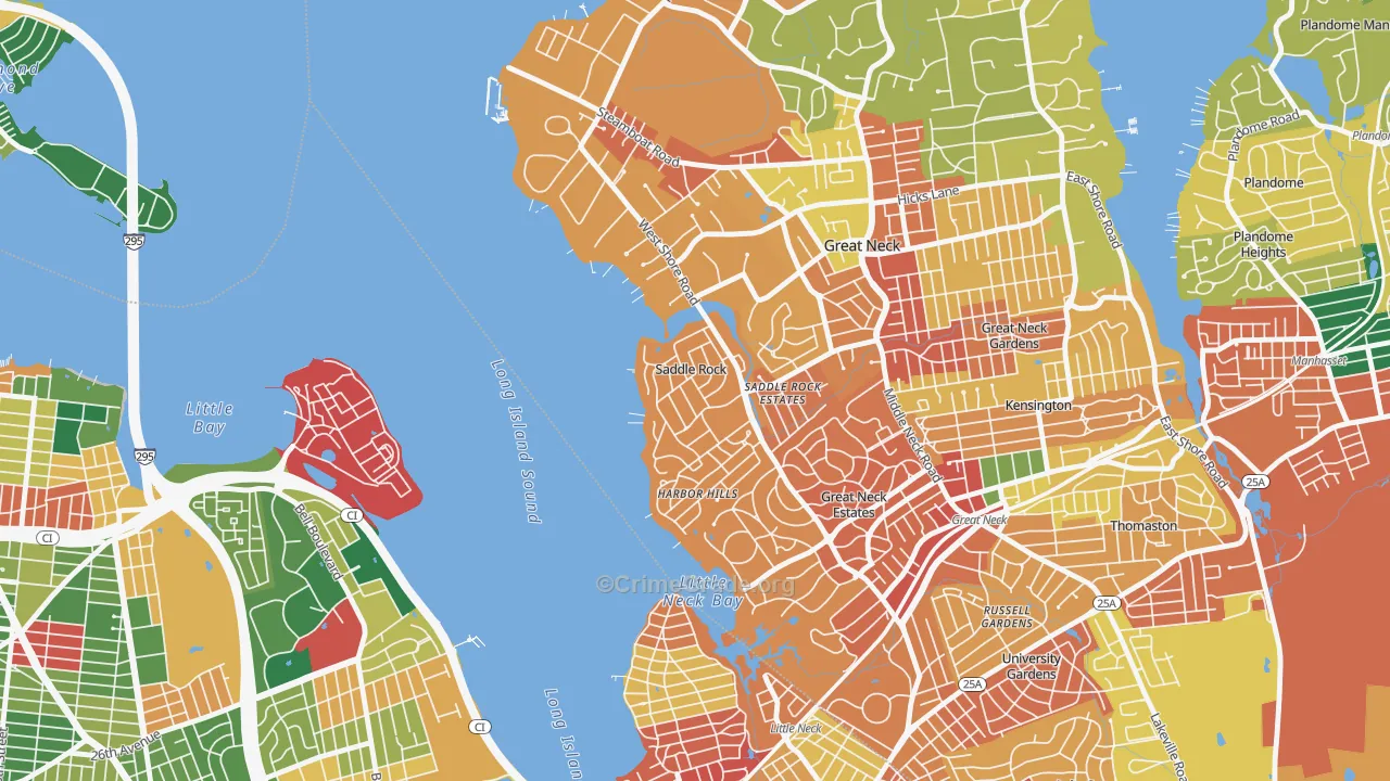 Saddle Rock, NY Map of Theft Rates