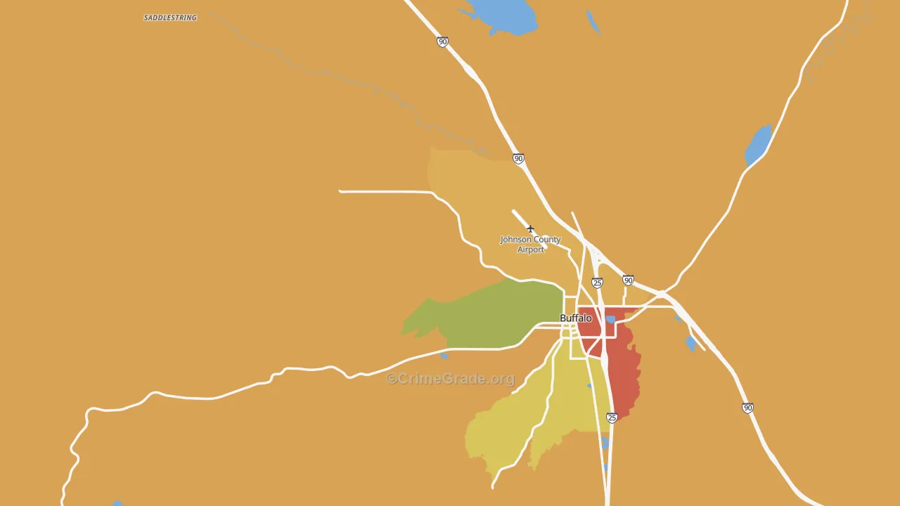 Saddlestring, WY Map of Theft Rates
