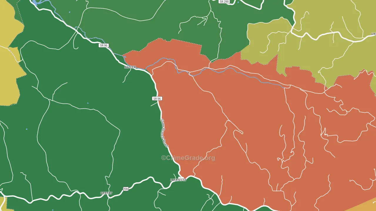 Sadler, TN Map of Theft Rates