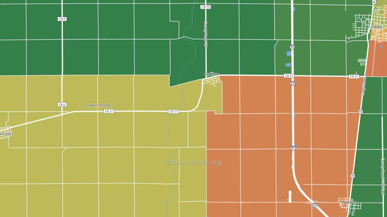 Sadorus, IL Map of Theft Rates