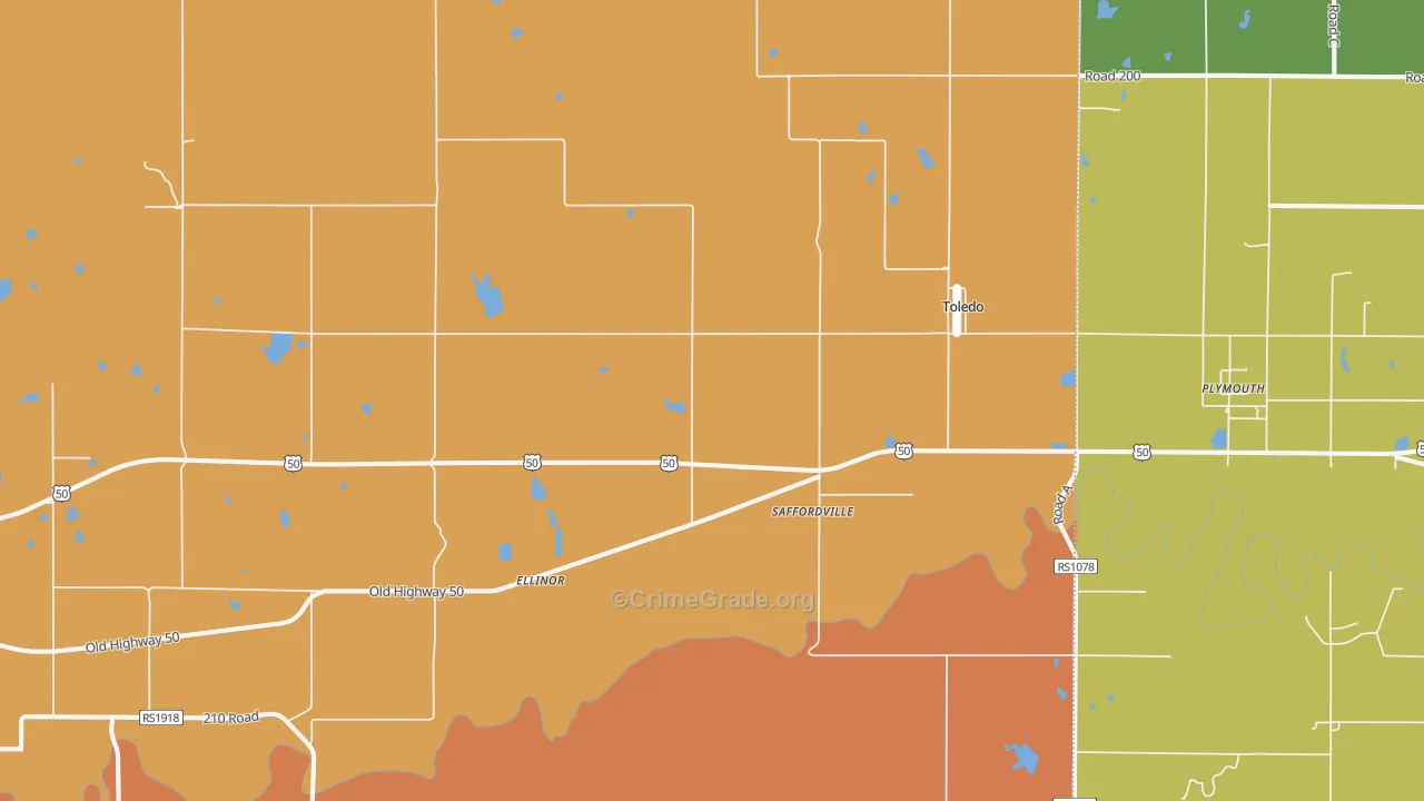 Saffordville, KS Map of Theft Rates