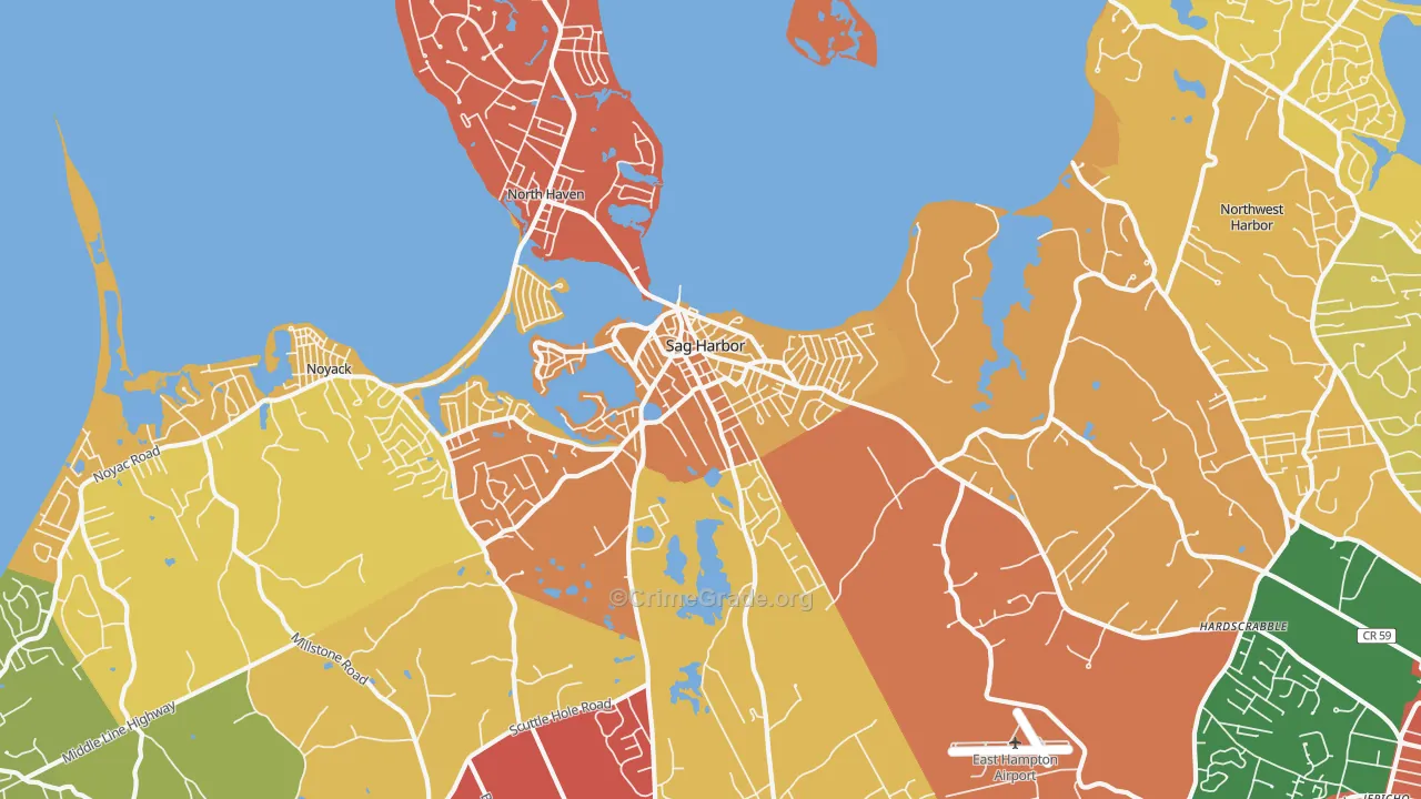 Sag Harbor, NY Map of Theft Rates