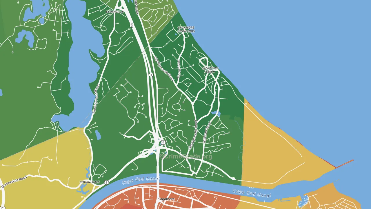 Sagamore Beach, MA Map of Theft Rates
