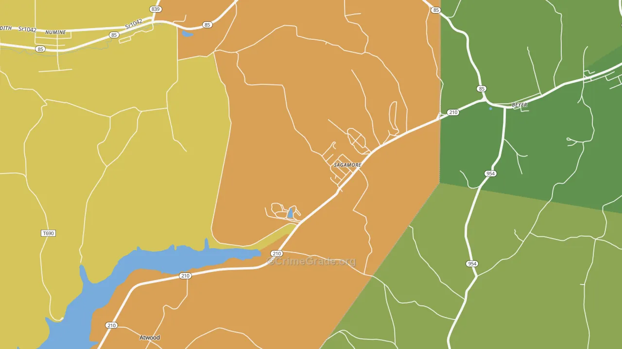 Sagamore, PA Map of Theft Rates