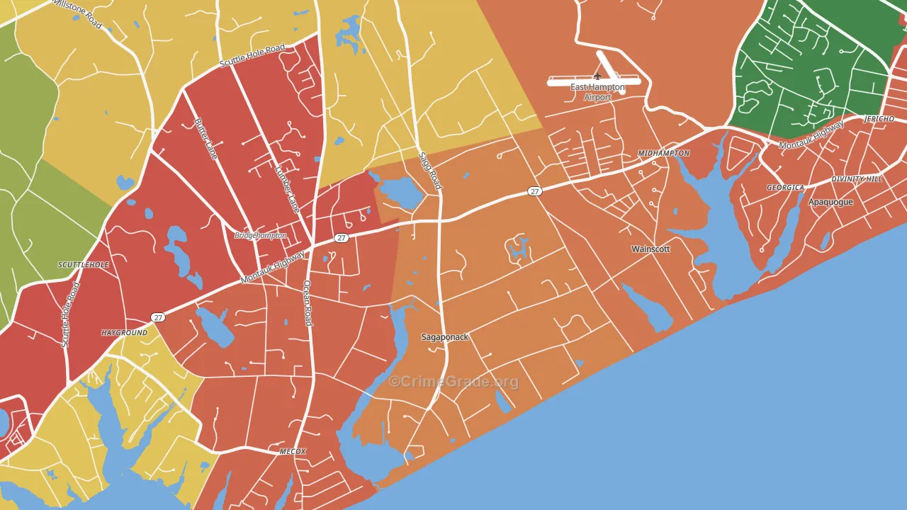 Sagaponack, NY Map of Theft Rates
