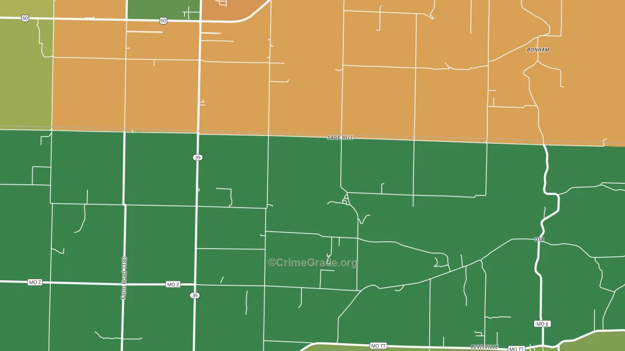 Sage Hill, MO Map of Theft Rates