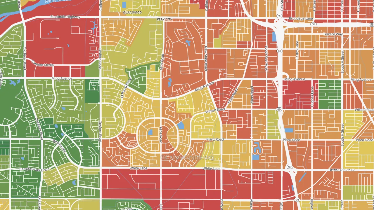 Sagepointe, Bakersfield, CA Map of Theft Rates