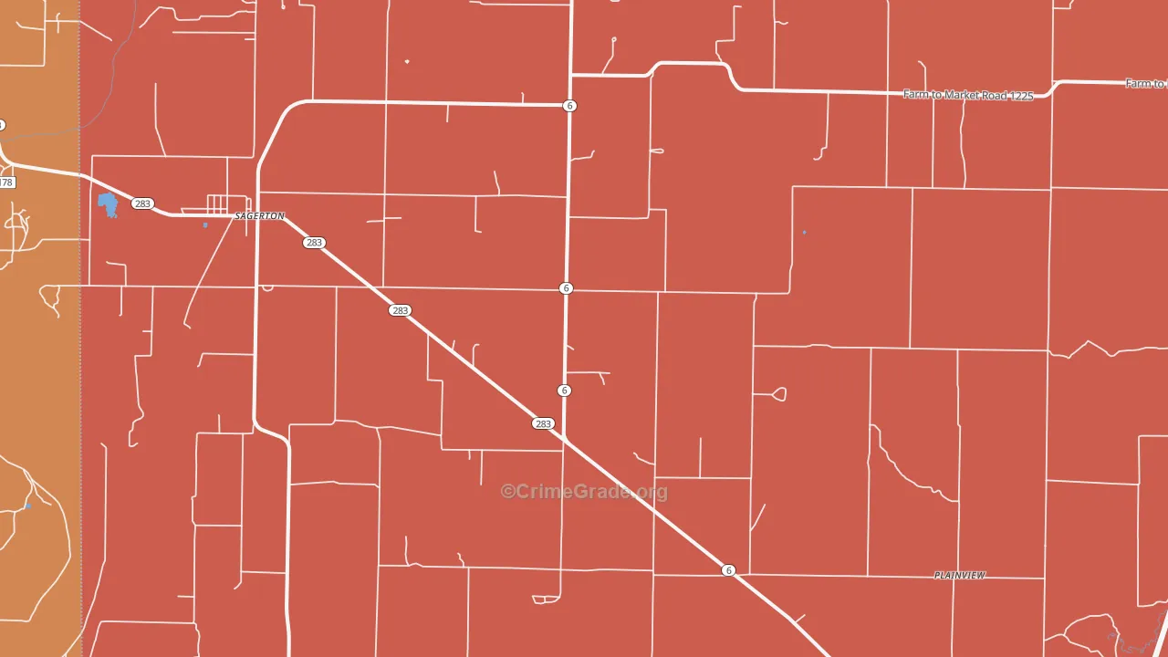 Sagerton, TX Map of Theft Rates