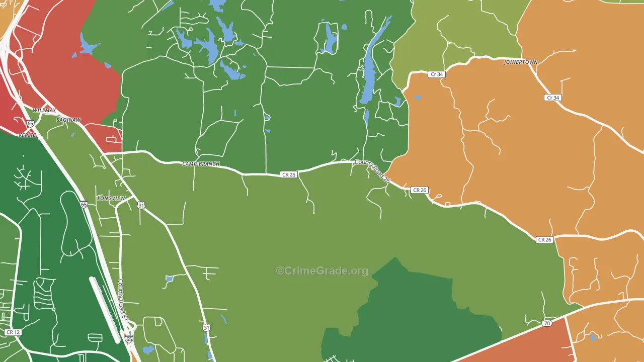 Saginaw, AL Map of Theft Rates