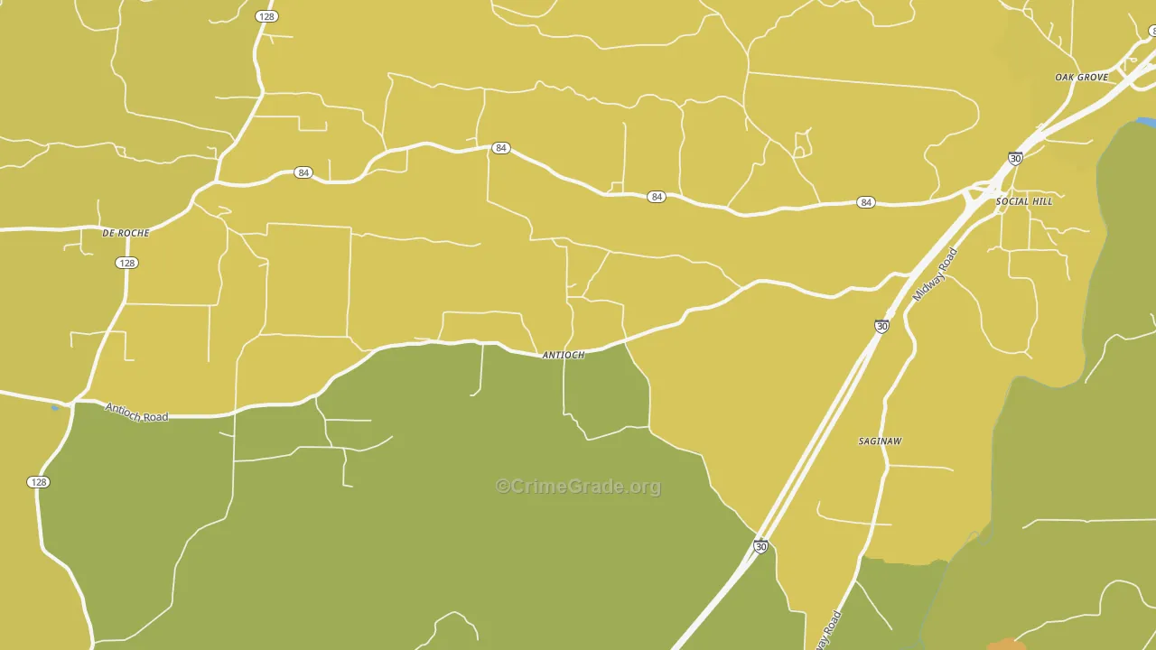 Saginaw, AR Map of Theft Rates