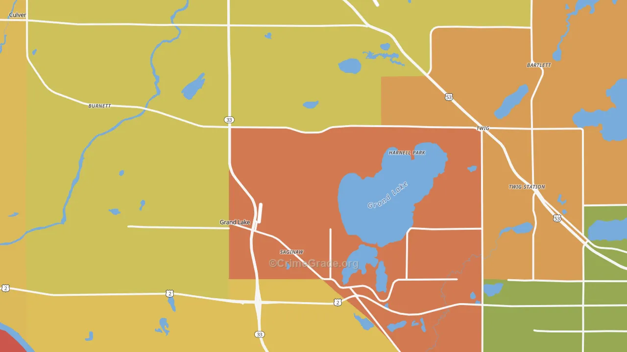 Saginaw, MN Map of Theft Rates