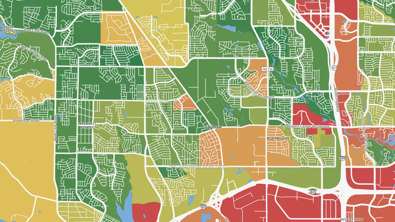 Saginaw, TX Map of Theft Rates