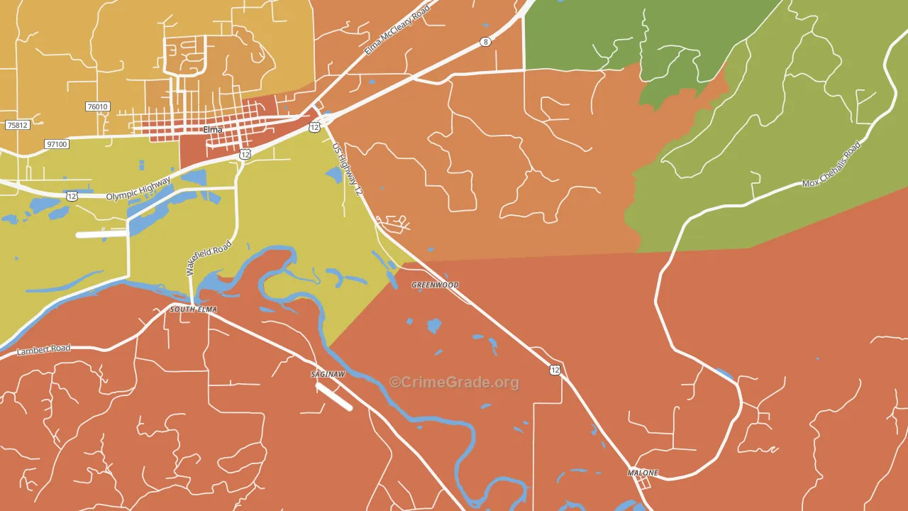 Saginaw, WA Map of Theft Rates