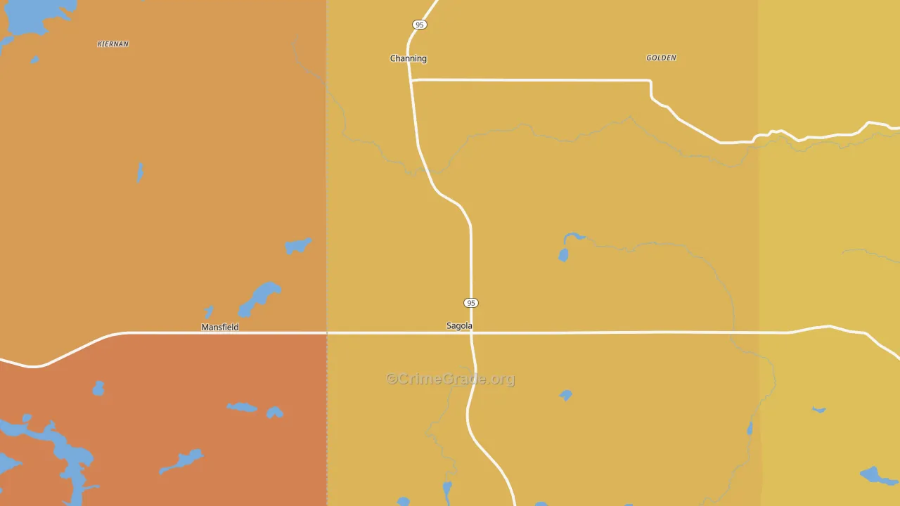 Sagola, MI Map of Theft Rates
