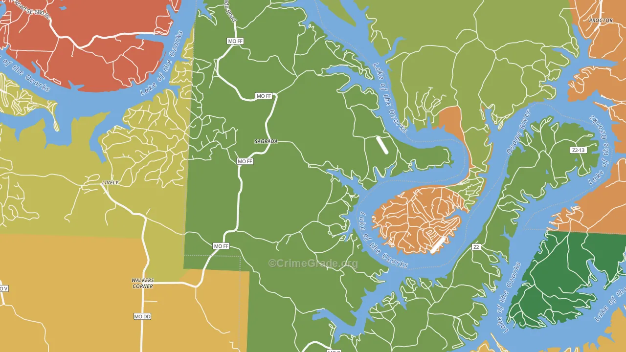 Sagrada, MO Map of Theft Rates