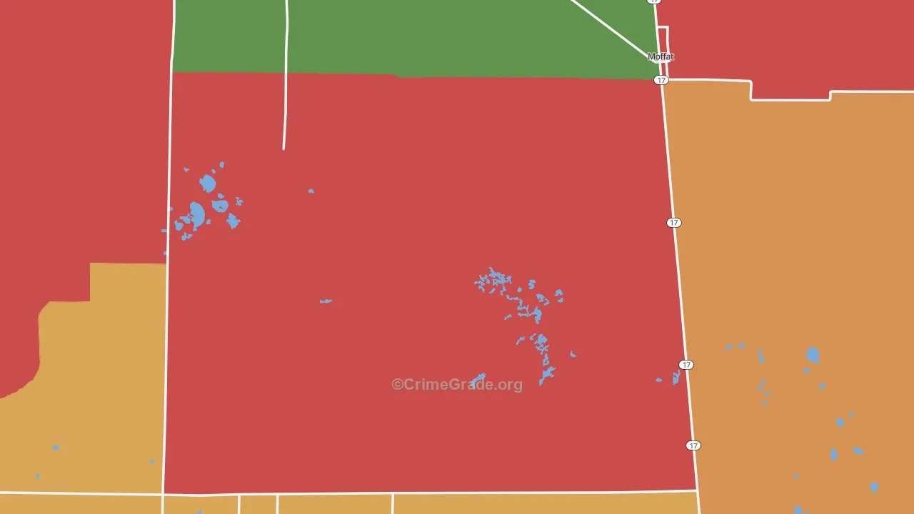 Saguache County, CO Map of Theft Rates