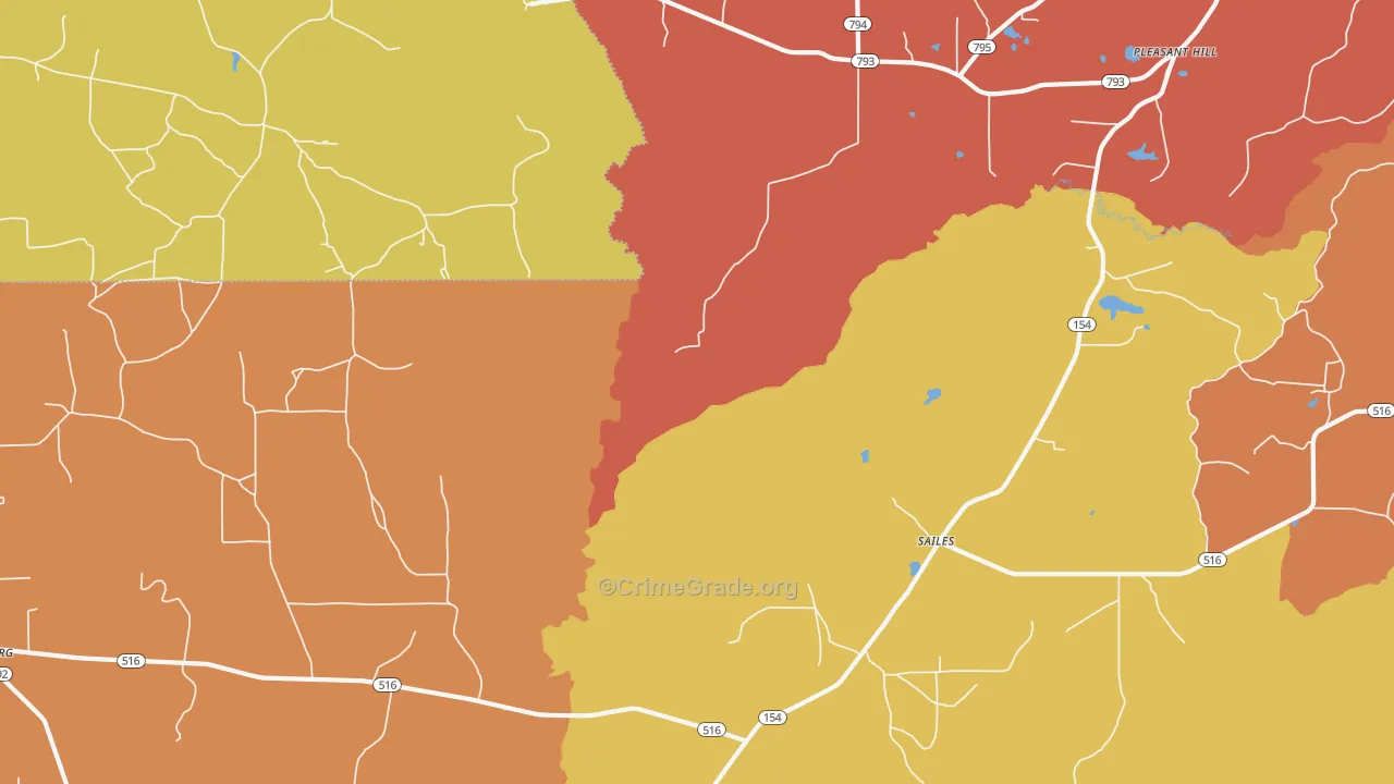 Sailes, LA Map of Theft Rates