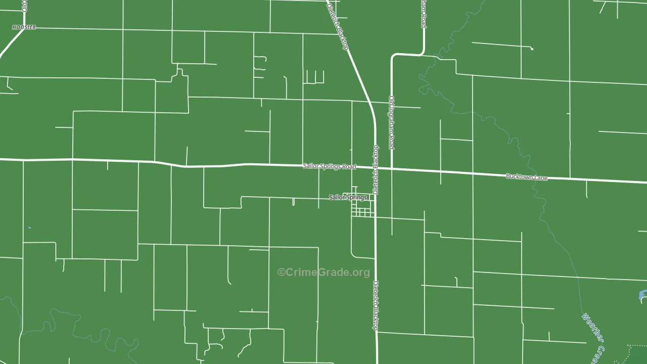 Sailor Springs, IL Map of Theft Rates