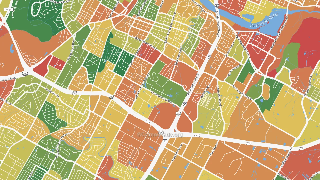 Saint Edwards, Austin, TX Map of Theft Rates