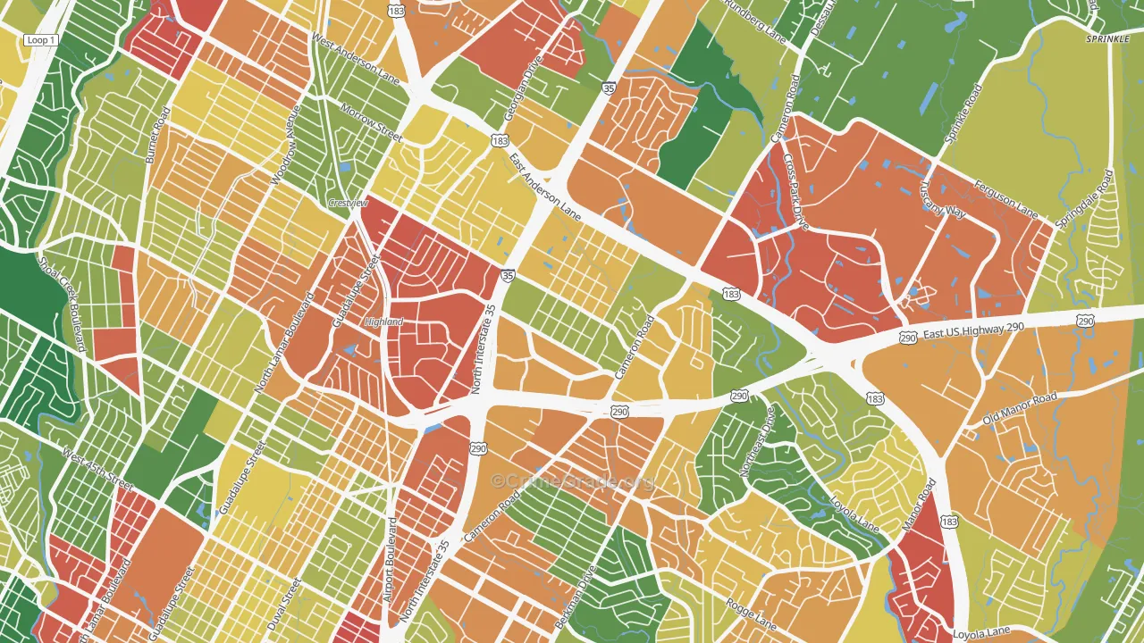 Saint Johns, Austin, TX Map of Theft Rates