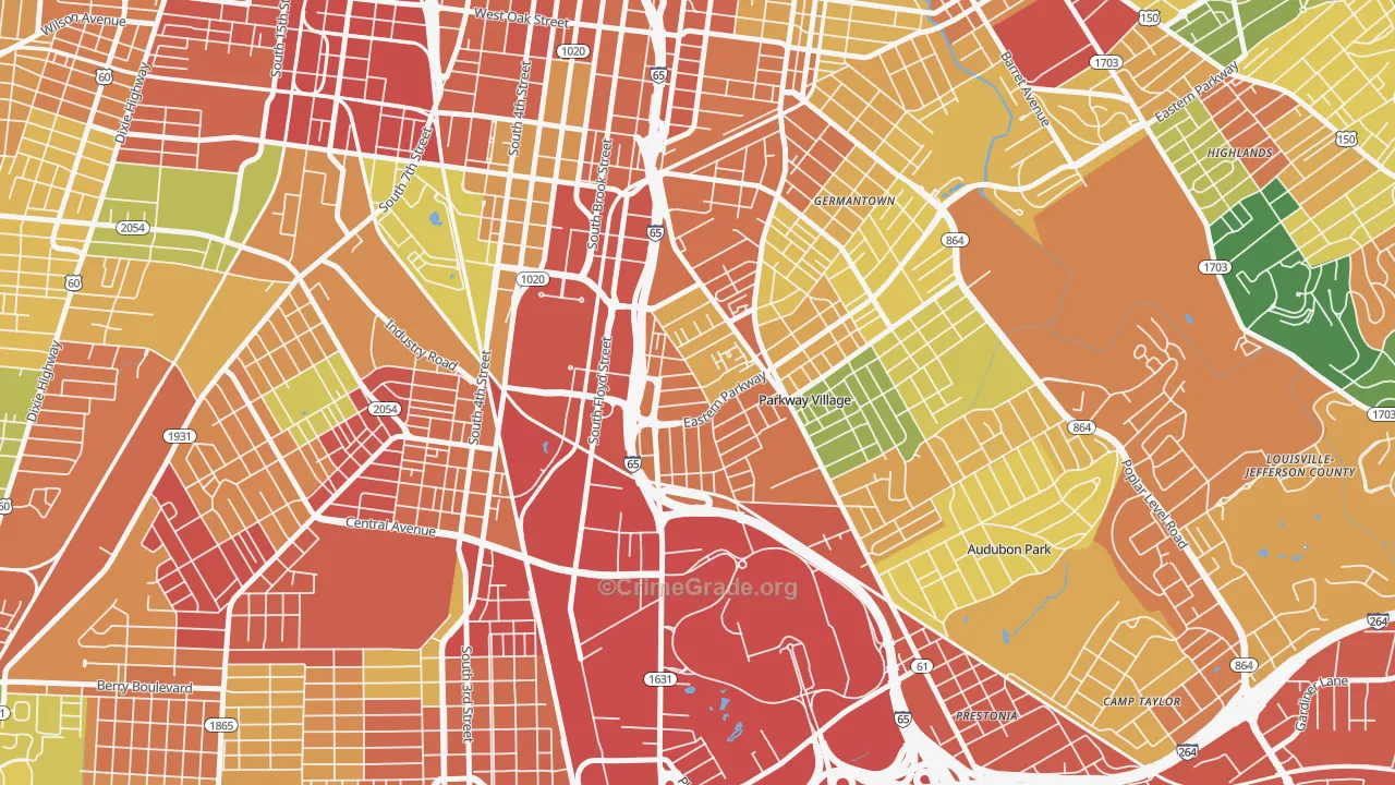 Saint Joseph, Louisville, KY Map of Theft Rates