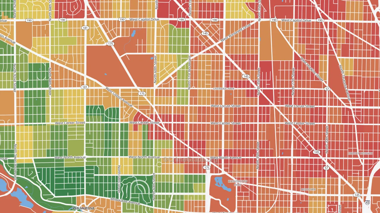 Saint Joseph, Milwaukee, WI Map of Theft Rates