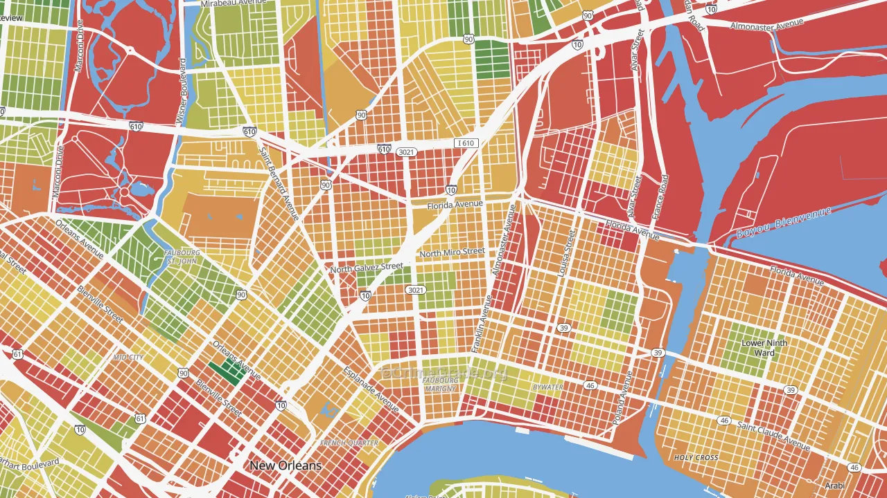 Saint Roch, New Orleans, LA Map of Theft Rates