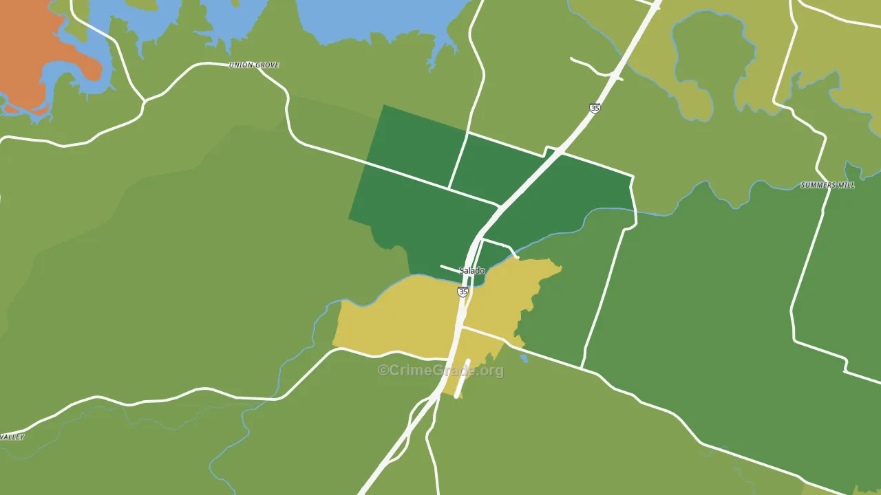 Salado, TX Map of Theft Rates