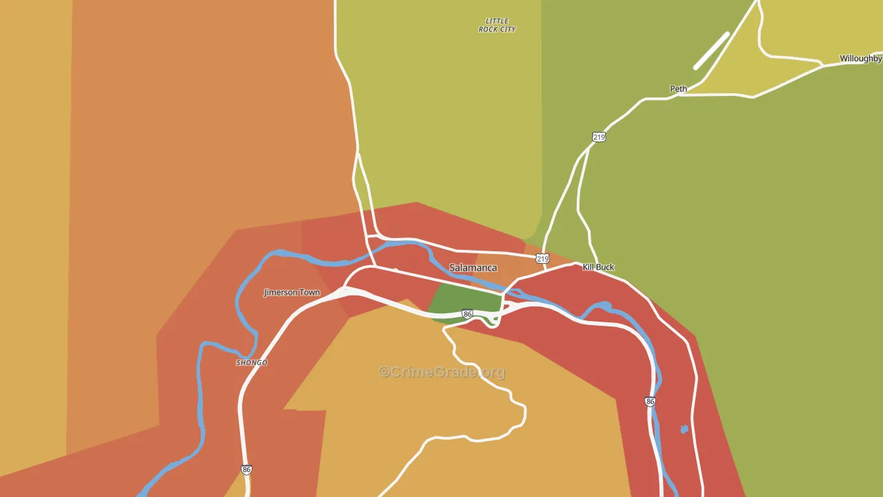 Salamanca, NY Map of Theft Rates