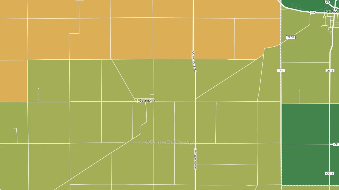 Salamonia, IN Map of Theft Rates