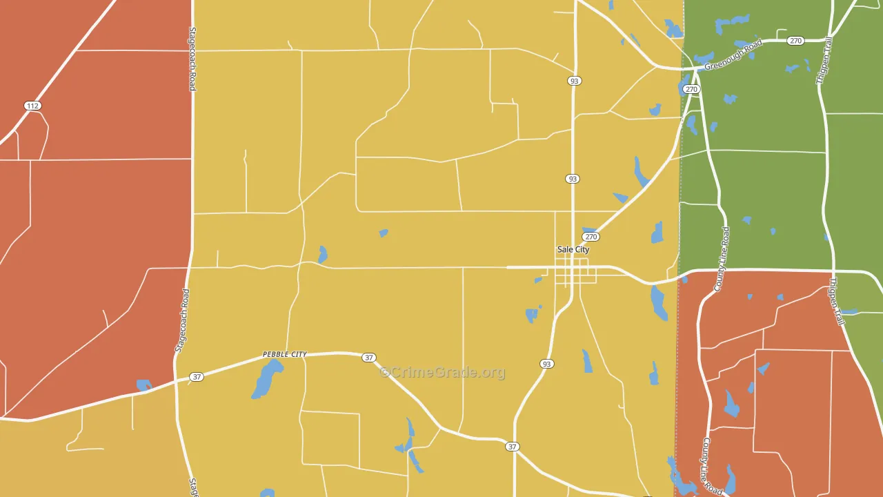 Sale City, GA Map of Theft Rates