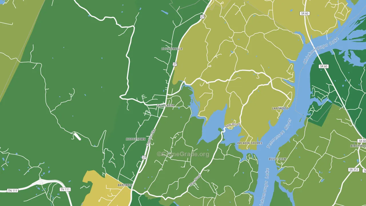 Sale Creek, TN Map of Theft Rates