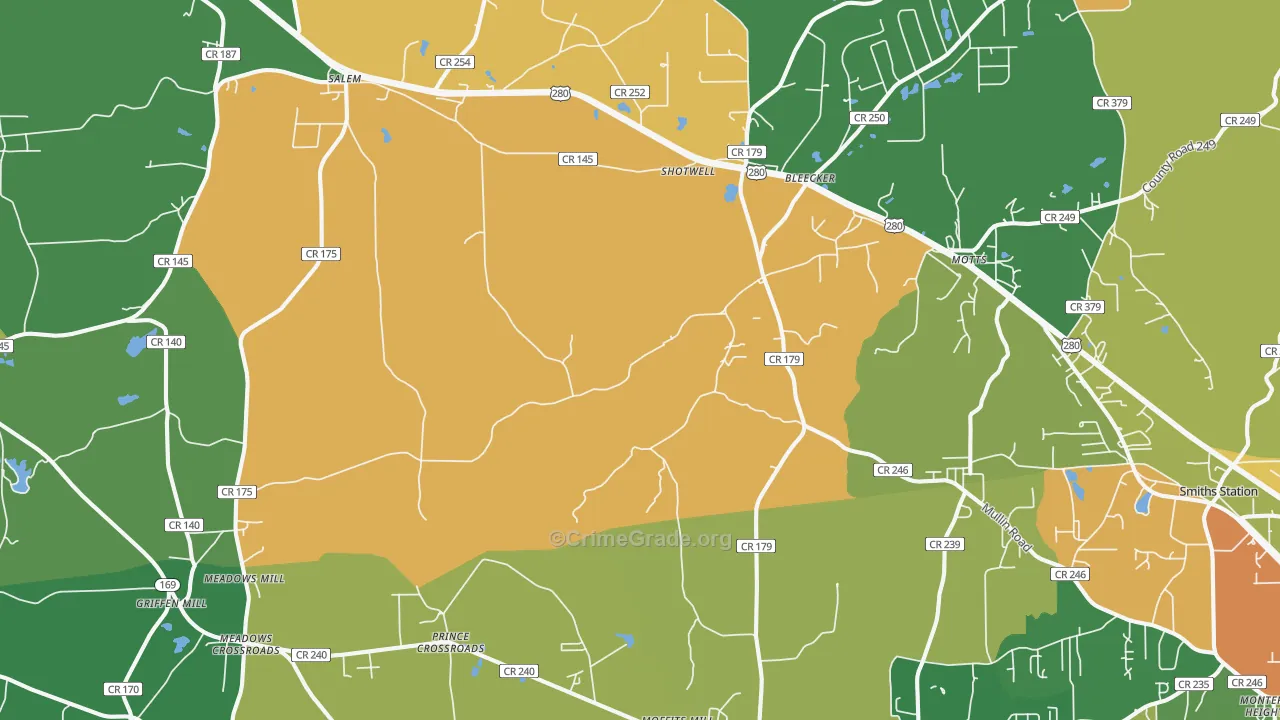 Salem, AL Map of Theft Rates