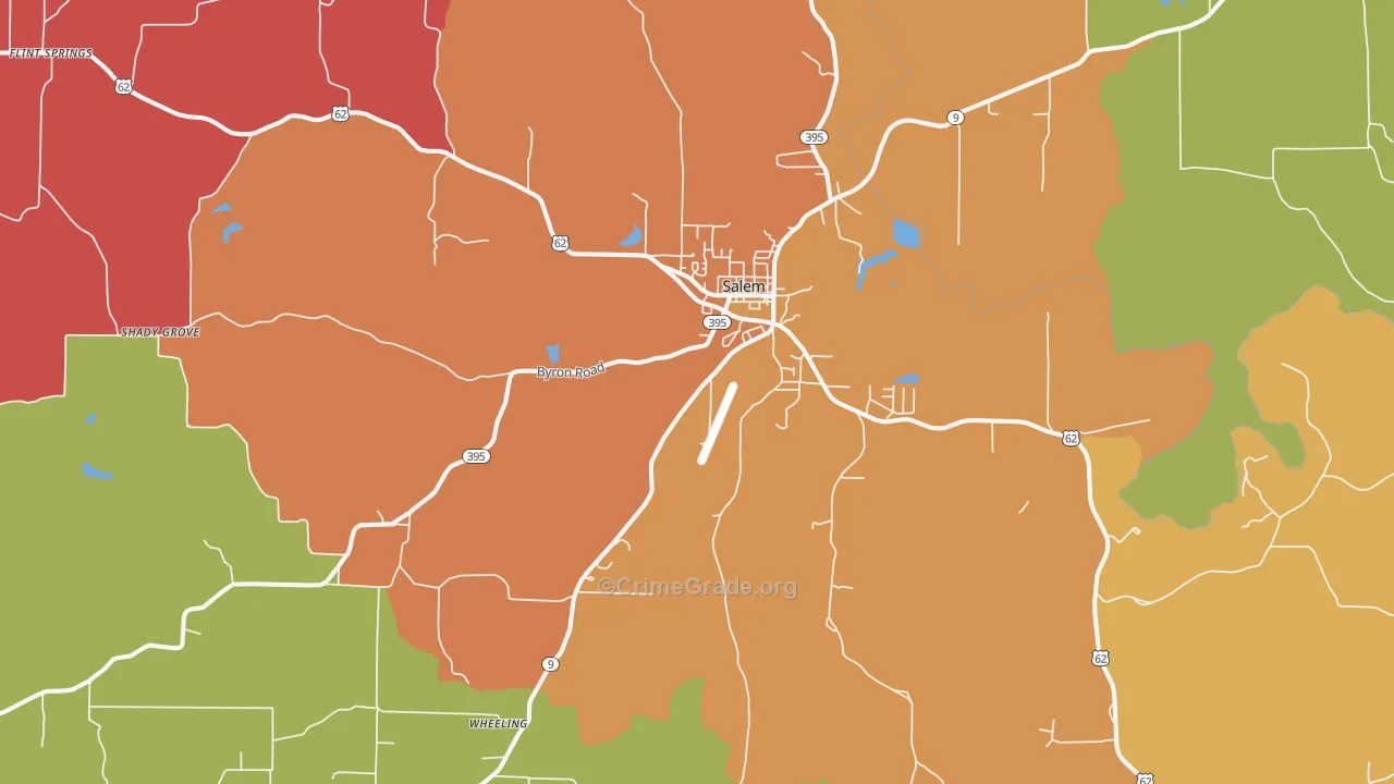 Salem, AR Map of Theft Rates